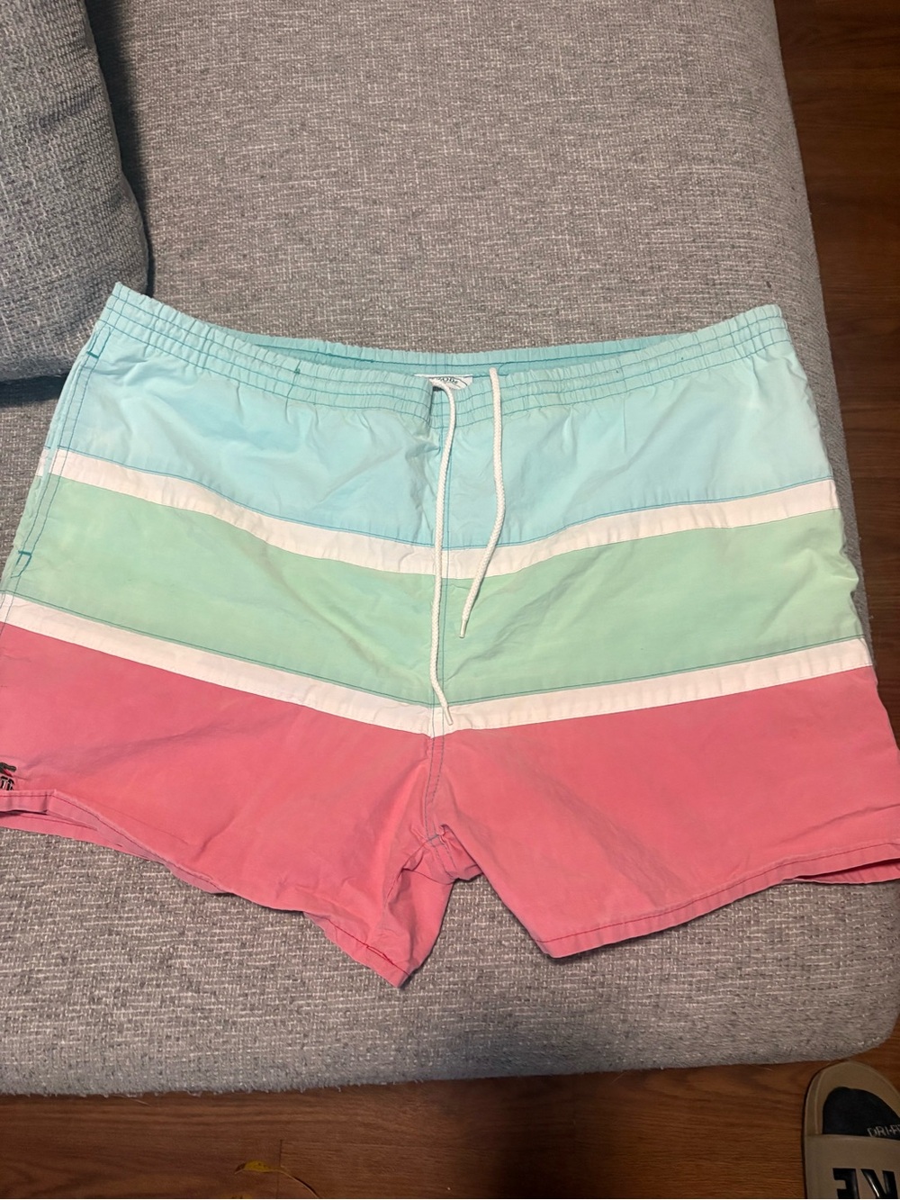 Men's Pastel Striped Swim Trunks - Mint, Aqua & Coral